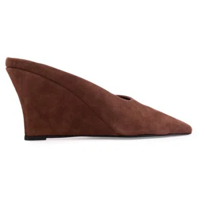 Black Suede Studio Aysha 70 Suede Wedge In Brown