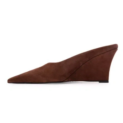 Black Suede Studio Aysha 70 Suede Wedge In Brown