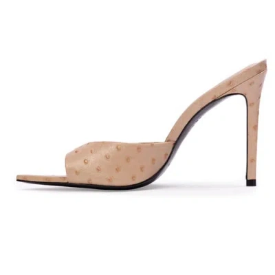 Black Suede Studio Brea Ostrich Mule In Brown