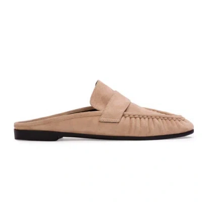 Black Suede Studio Gabby Mule Loafer In Brown