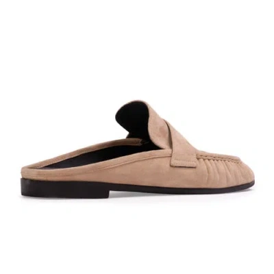 Black Suede Studio Gabby Mule Loafer In Brown