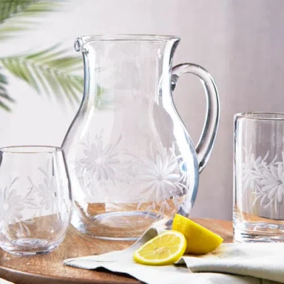 Tag Fleur Etched Glass Tumbler Clear Drinkware For Summer In Transparent