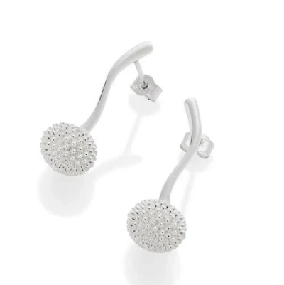 Toolally Pom Pom Drop Earrings In Silver
