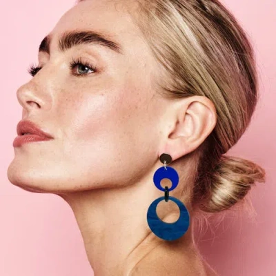 Toolally Swinging Circle Drop Earrings In Blue