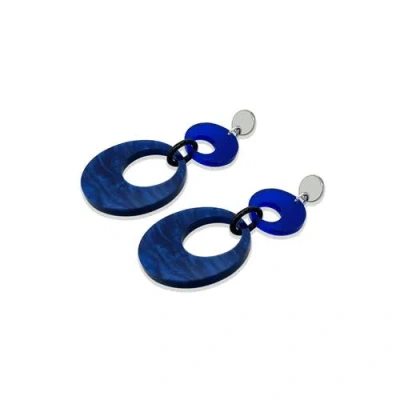 Toolally Swinging Circle Drop Earrings In Blue