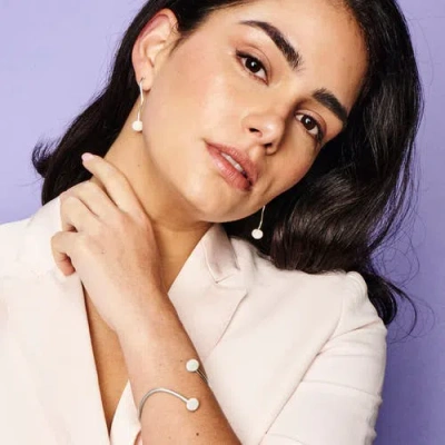 Toolally Long Pom Pom Drop Earrings In Silver