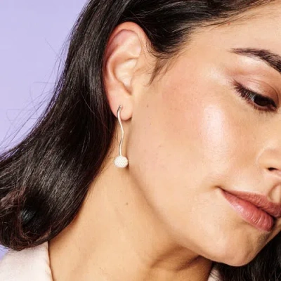 Toolally Long Pom Pom Drop Earrings In Silver