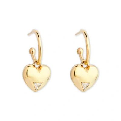 Toolally Art Deco Hearts Hoop Earrings In Gold