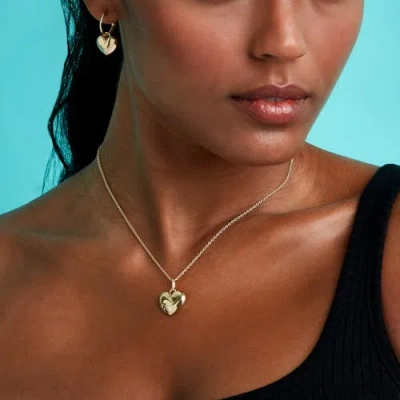 Toolally Art Deco Hearts Hoop Earrings In Gold