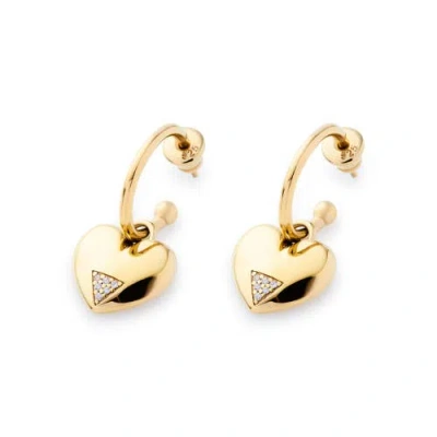 Toolally Art Deco Hearts Hoop Earrings In Gold