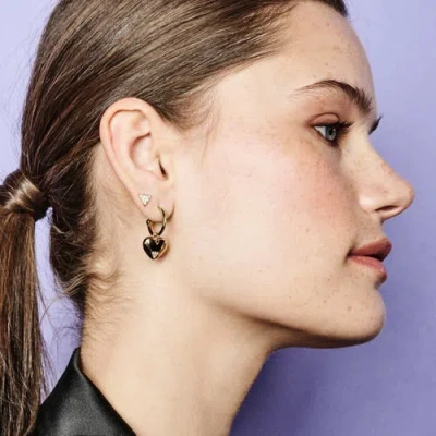 Toolally Art Deco Hearts Hoop Earrings In Gold