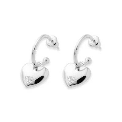 Toolally Art Deco Hearts Hoop Earrings In Metallic
