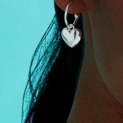 Toolally Art Deco Hearts Hoop Earrings In Metallic