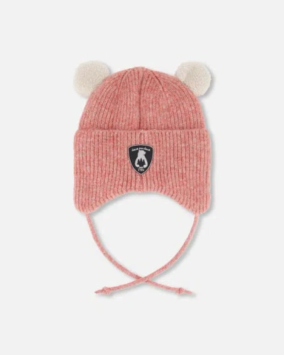 Deux Par Deux Lined Winter Knit Hat With Ear Flaps In Pink