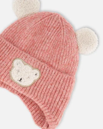 Deux Par Deux Lined Winter Knit Hat With Ear Flaps In Pink