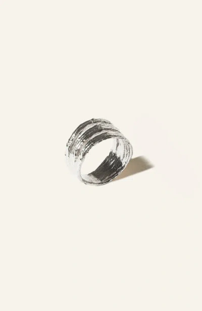 Cog Trio Ring / 925 Sterling Silver In Silver