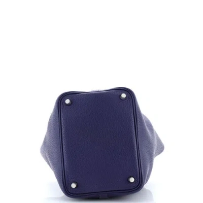 Pre-owned Hermes  Hermes Eclat Picotin Lock Bag Clemence With Swift Pm In Blue