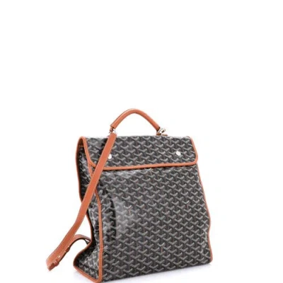 Pre-owned Goyard  Goyard Saint Leger Briefcase Backpack Coated Canvas In Brown
