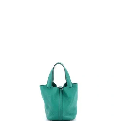 Pre-owned Hermes  Hermes Picotin Lock Bag Clemence Pm In Green