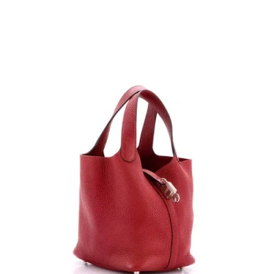 Pre-owned Hermes  Hermes Picotin Lock Bag Clemence Pm In Red