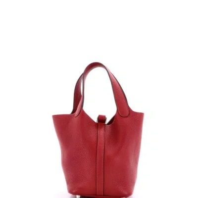 Pre-owned Hermes  Hermes Picotin Lock Bag Clemence Pm In Red