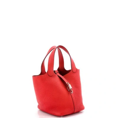 Pre-owned Hermes  Hermes Picotin Lock Bag Clemence Pm In Red