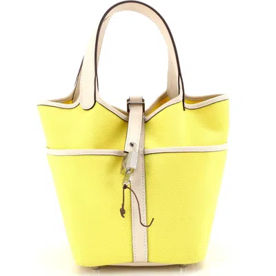 Pre-owned Hermes  Hermes Cargo Picotin Lock Bag Canvas And Swift Pm In Gold