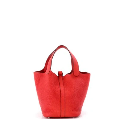 Pre-owned Hermes  Hermes Picotin Lock Bag Clemence Pm In Red