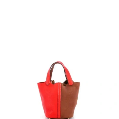 Pre-owned Hermes  Hermes Picotin Lock Bag Bicolor Clemence Pm In Brown
