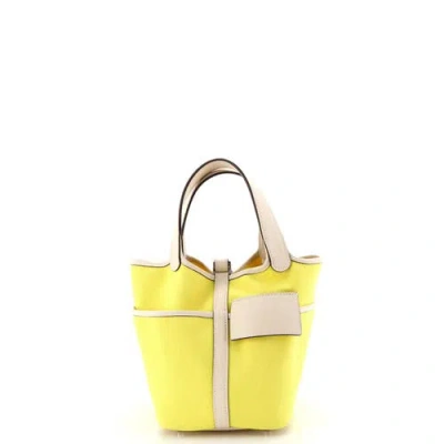 Pre-owned Hermes  Hermes Cargo Picotin Lock Bag Canvas And Swift Pm In Gold