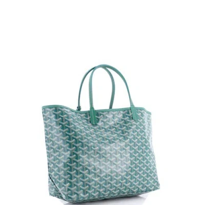 Pre-owned Goyard  Goyard Saint Louis Tote Coated Canvas Pm In Green
