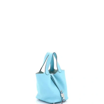 Pre-owned Hermes  Hermes Picotin Lock Bag Clemence Pm In Blue