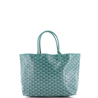 Pre-owned Goyard  Goyard Saint Louis Tote Coated Canvas Pm In Green