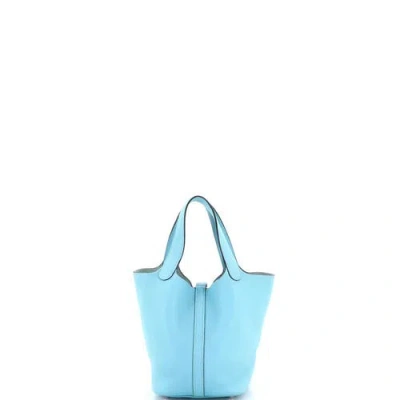 Pre-owned Hermes  Hermes Picotin Lock Bag Clemence Pm In Blue