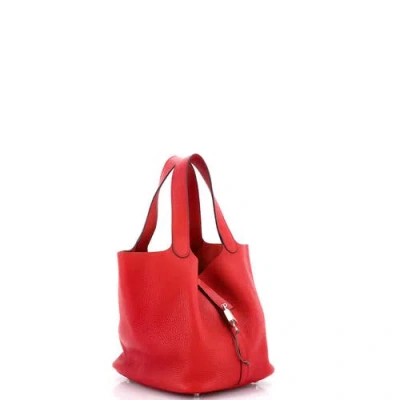 Pre-owned Hermes  Hermes Picotin Lock Bag Clemence Mm In Red
