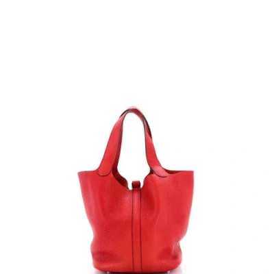 Pre-owned Hermes  Hermes Picotin Lock Bag Clemence Mm In Red