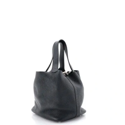 Pre-owned Hermes  Hermes Picotin Lock Bag Clemence Mm In Black