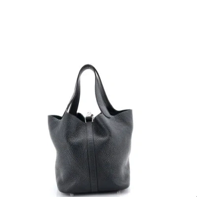 Pre-owned Hermes  Hermes Picotin Lock Bag Clemence Mm In Black