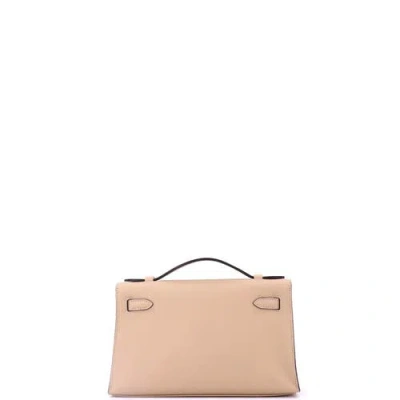 Pre-owned Hermes  Hermes Kelly Pochette Swift In Nude