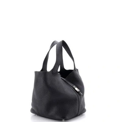 Pre-owned Hermes  Hermes Picotin Lock Bag Clemence Mm In Black