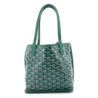 Pre-owned Goyard  Goyard Anjou Reversible Tote Coated Canvas Mini In Green