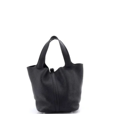 Pre-owned Hermes  Hermes Picotin Lock Bag Clemence Mm In Black