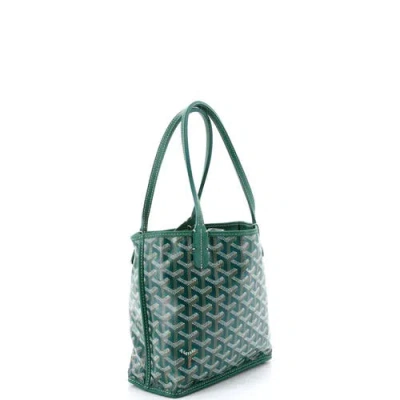 Pre-owned Goyard  Goyard Anjou Reversible Tote Coated Canvas Mini In Green