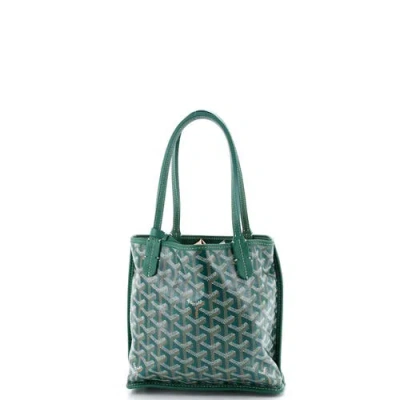 Pre-owned Goyard  Goyard Anjou Reversible Tote Coated Canvas Mini In Green