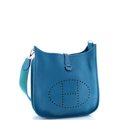 Pre-owned Hermes  Hermes Evelyne Bag Gen Iii Clemence Pm In Blue