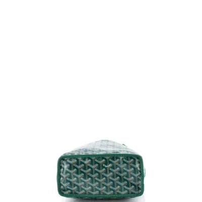 Pre-owned Goyard  Goyard Anjou Reversible Tote Coated Canvas Mini In Green