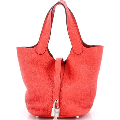 Pre-owned Hermes  Hermes Picotin Lock Bag Clemence Pm In Red