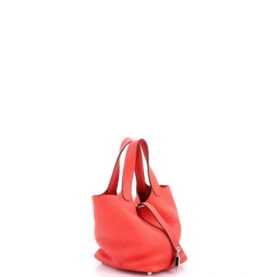 Pre-owned Hermes  Hermes Picotin Lock Bag Clemence Pm In Red