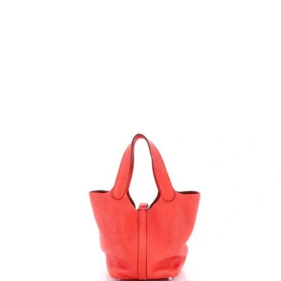 Pre-owned Hermes  Hermes Picotin Lock Bag Clemence Pm In Red