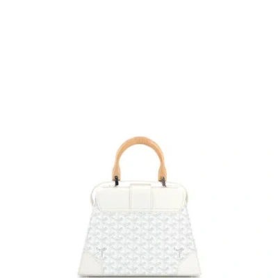 Pre-owned Goyard  Goyard Saigon Top Handle Bag Coated Canvas With Leather Pm In White